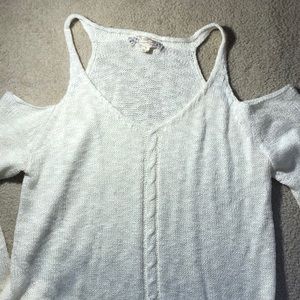 Cute white shoulder-less sweater